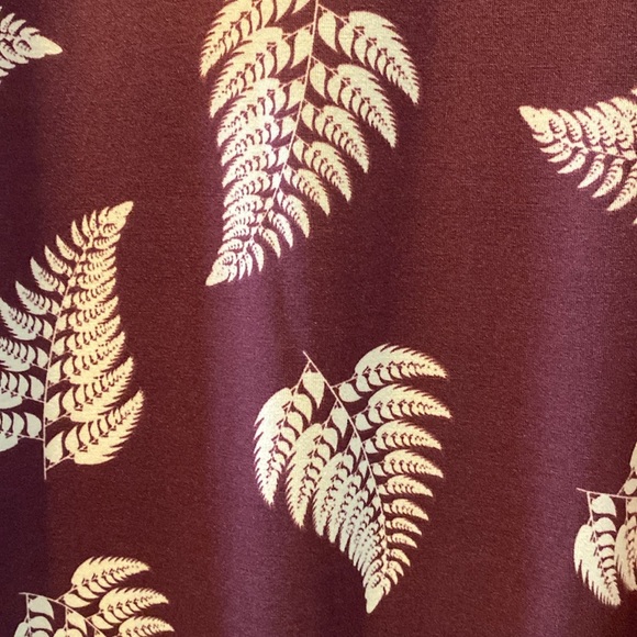 LuLaRoe Julia, NWT, brown and light green fern print knee-length dress. Size L - Picture 3 of 5
